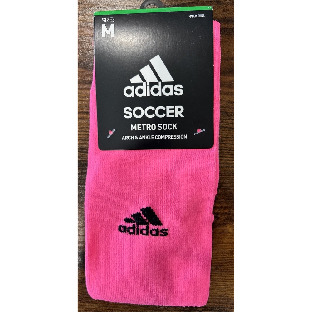 Adidas Neon Pink Metro Sock Soccer M Arch & Ankle Compress, New